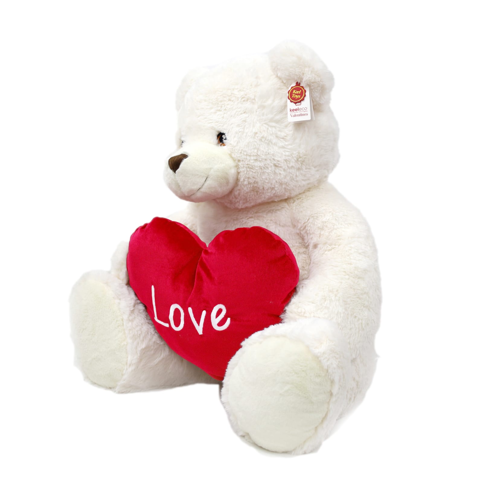 KEELECO BEAR CREAM W/HEART 75CM VALENTNE