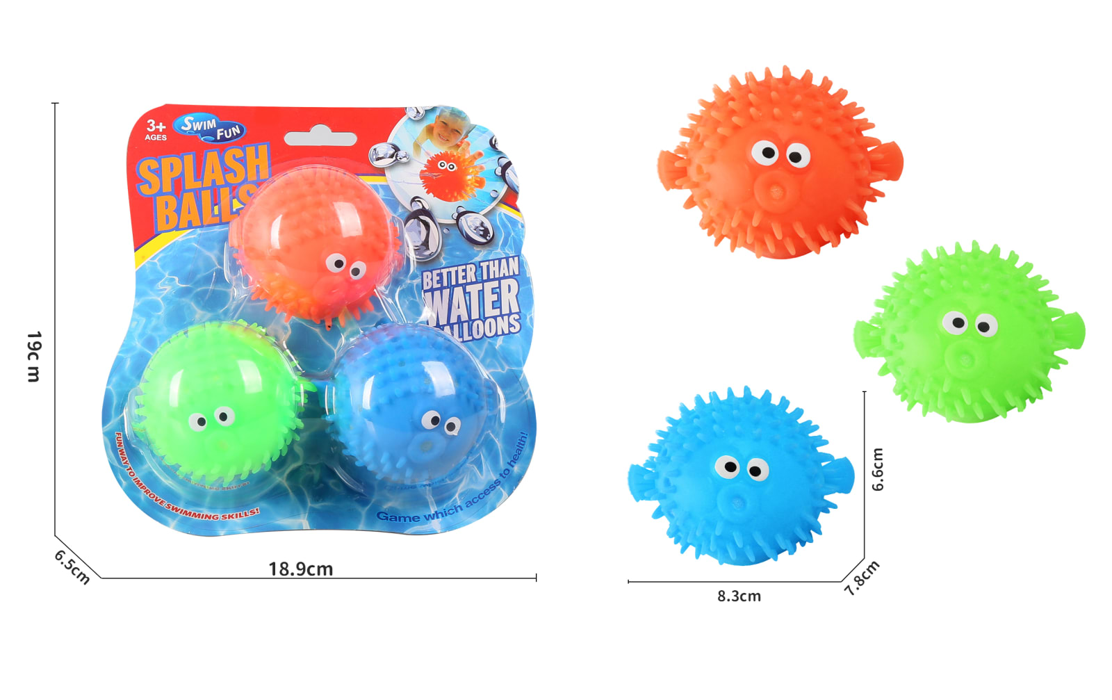 Mondo - DIVING PUFFER FISH TOYS 3PCS