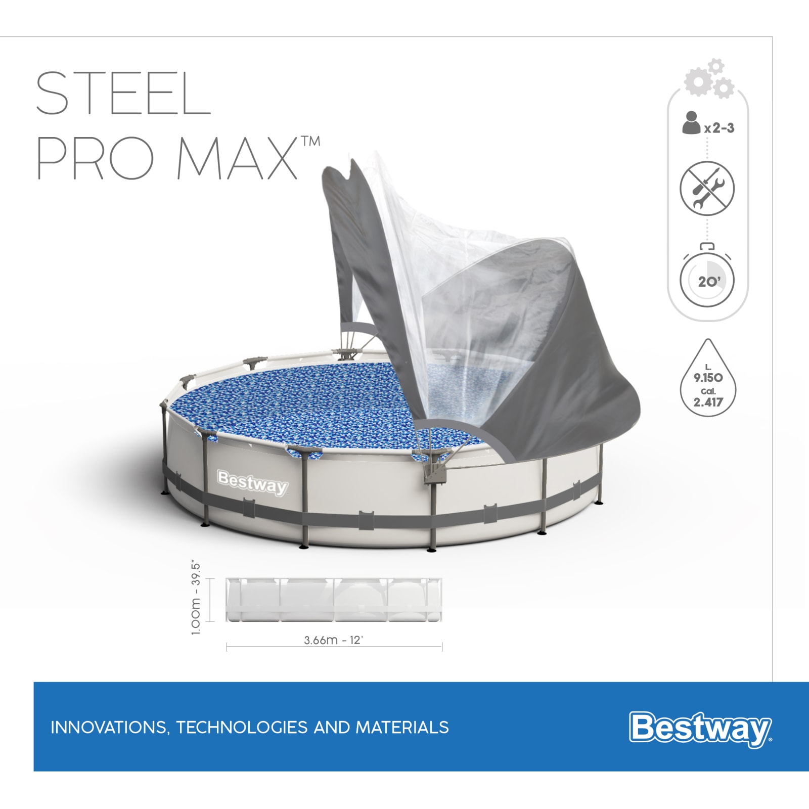 Bestway - BWAY STEEL PRO POOL 366X100CM