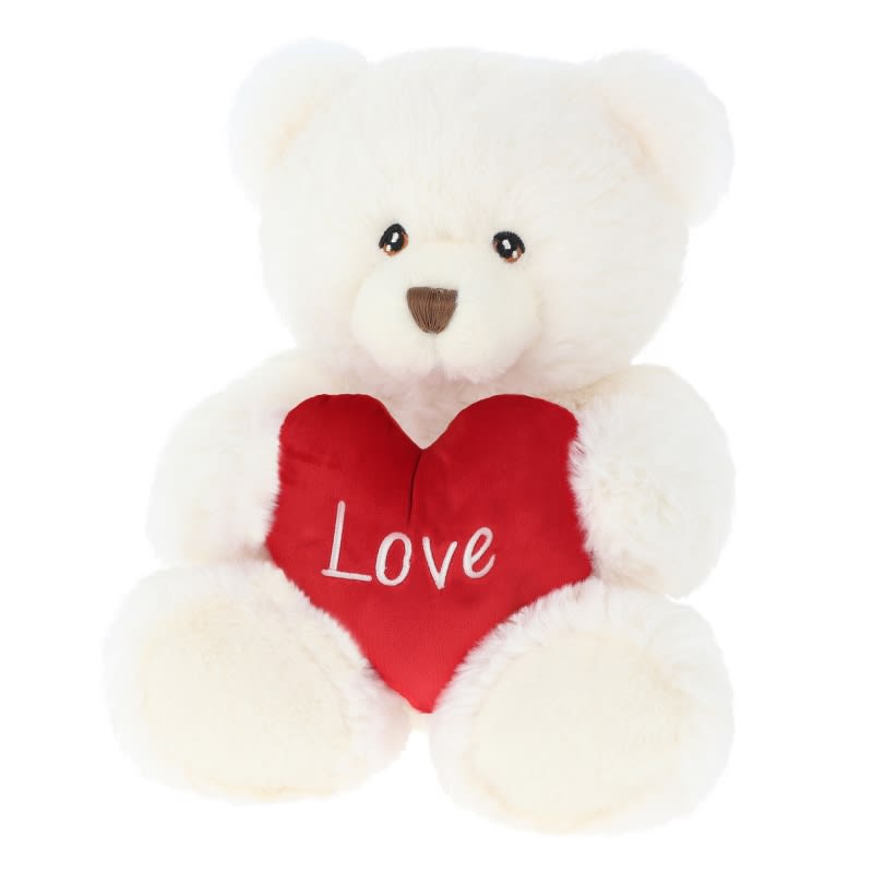 KEELECO BEAR CREAM W/HEART 30CM VALENTNE