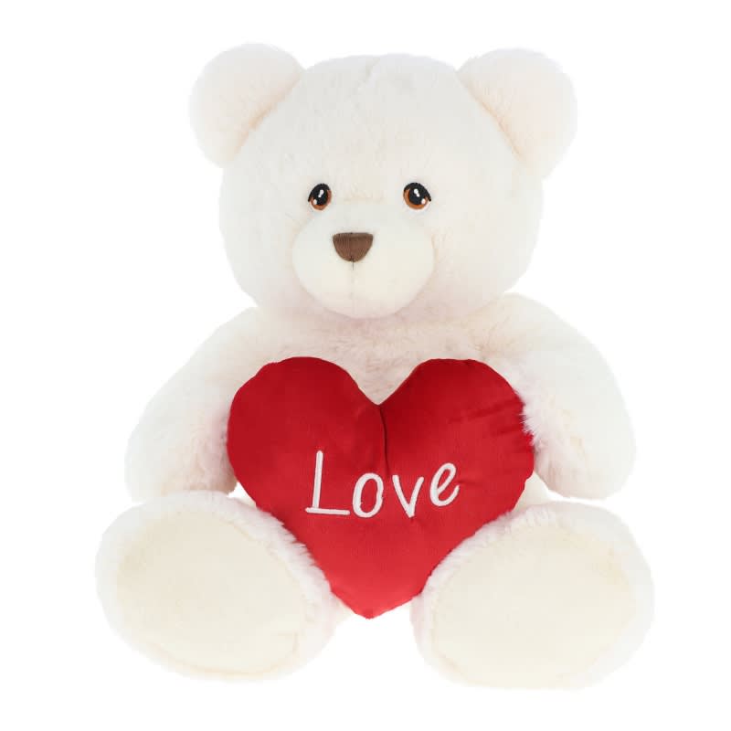KEELECO BEAR CREAM W/HEART 75CM VALENTNE