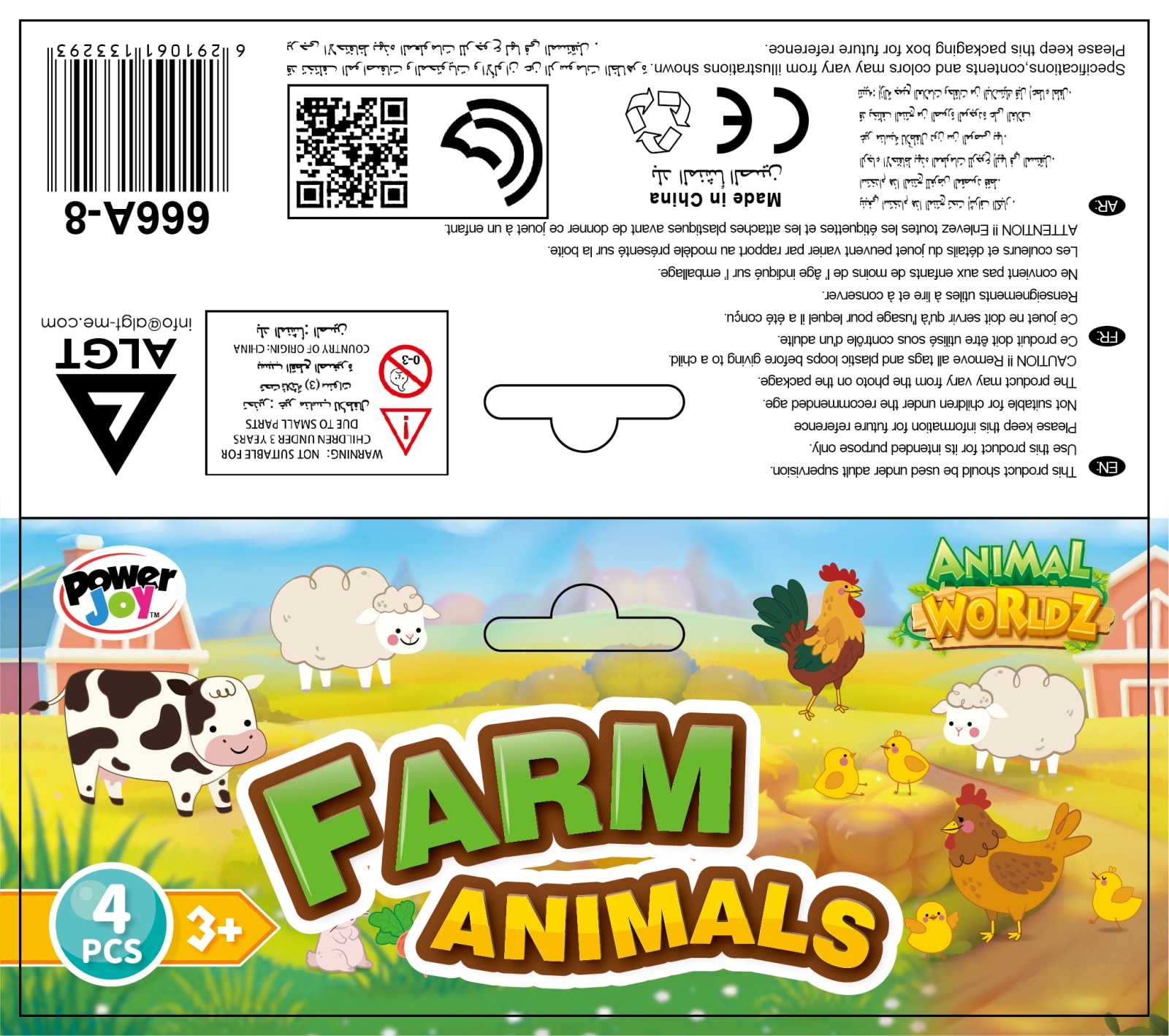 P.JOY ANIMAL WORLDZ FARM ANI. 6″ 4PCS