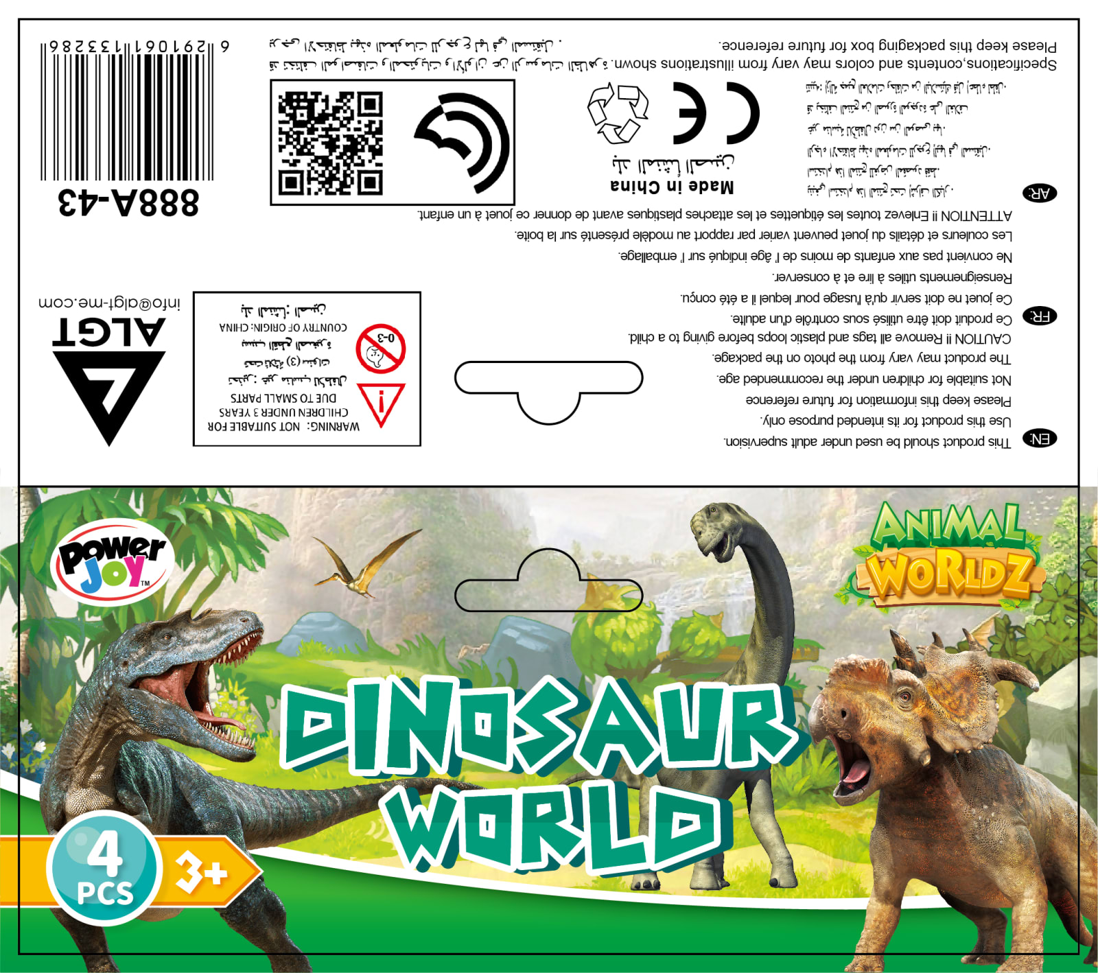 P.JOY ANIMAL WORLDZ DINOSAUR 6″ 4PCS