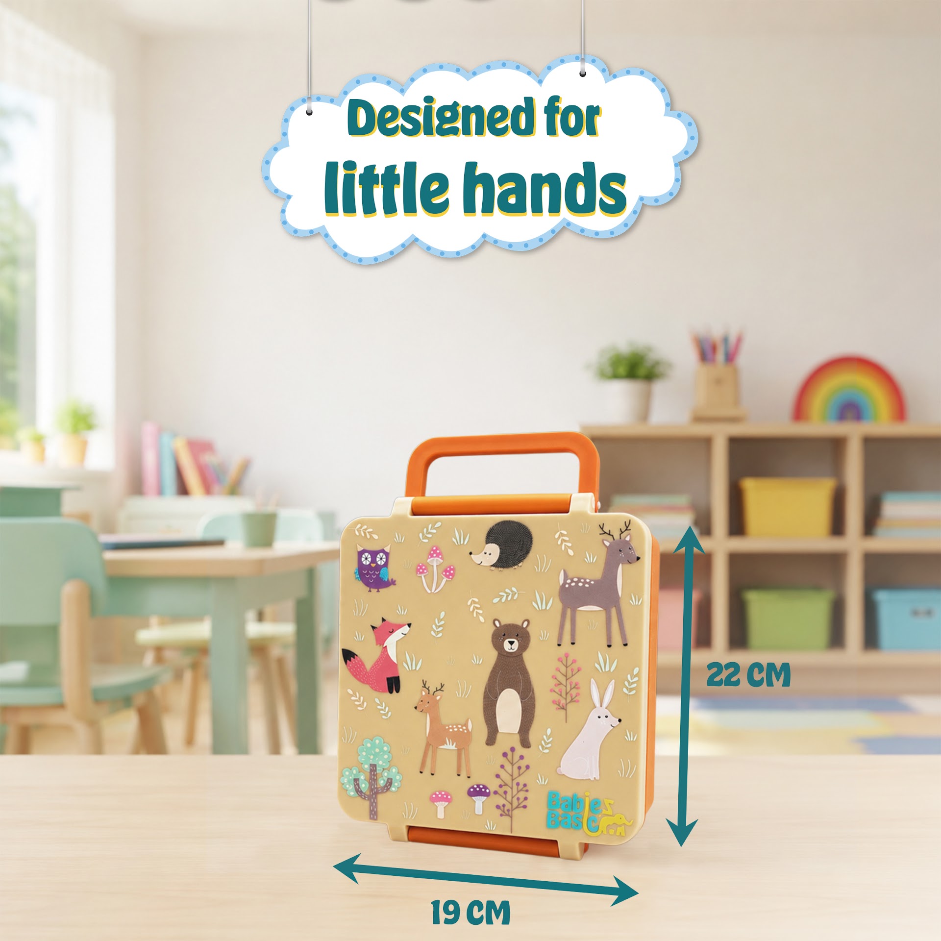 Babies Basic Insulated Bento Lunchbox, Built-in Thermos, Leakproof Compartments, 3+ Years - Beige - Zoo